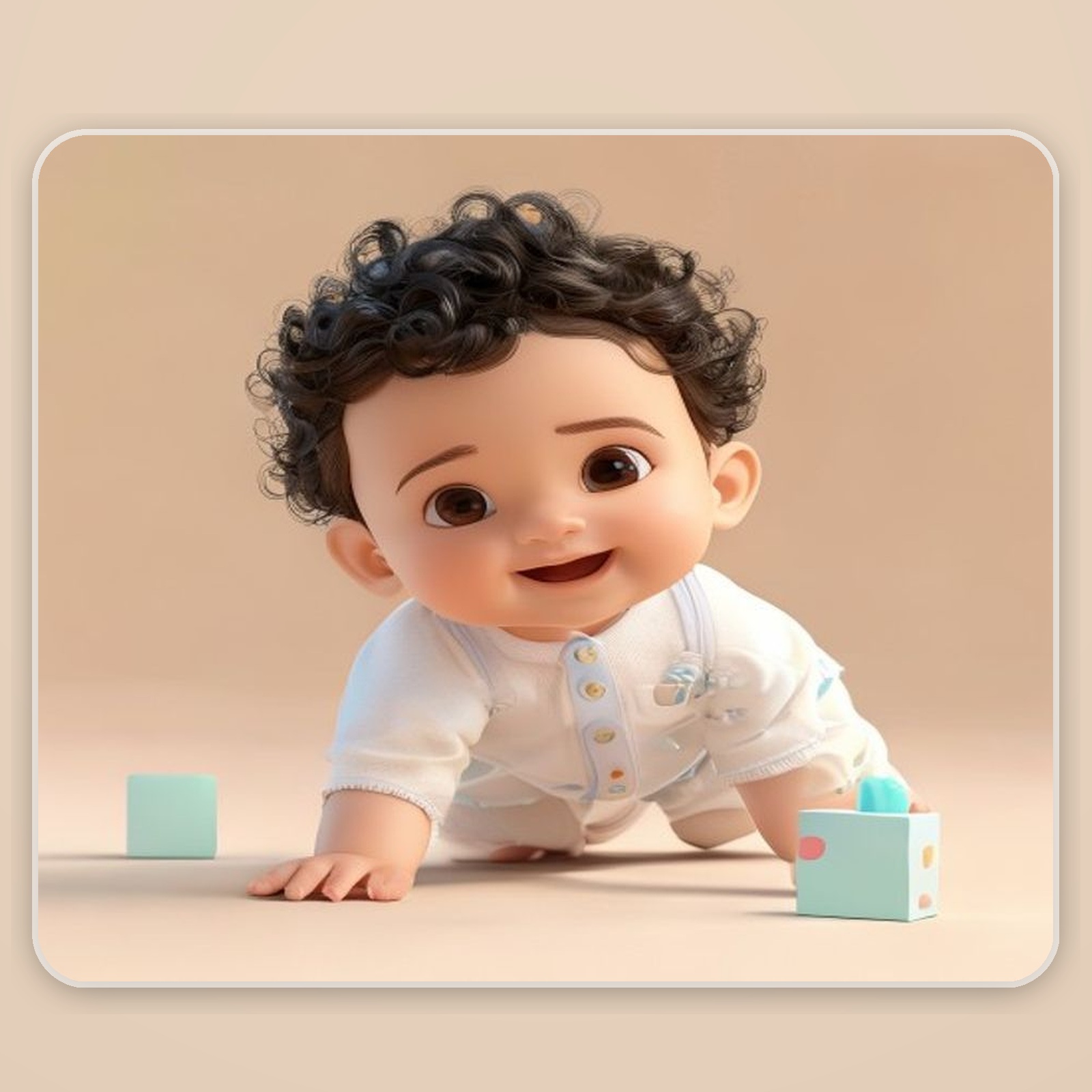 Cute illustrated baby boy crawling